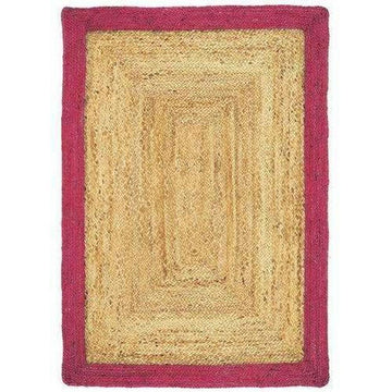 Jute Border Plain Hand-Woven Flatweave Natural/Raspberry Rug-Origins-Rug Love - The Most Loved Rug Store